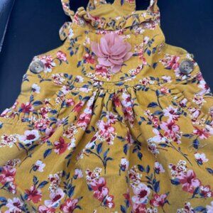 Floral PInk / Red with Yellow Base Overall Style Toddler 2T Dress